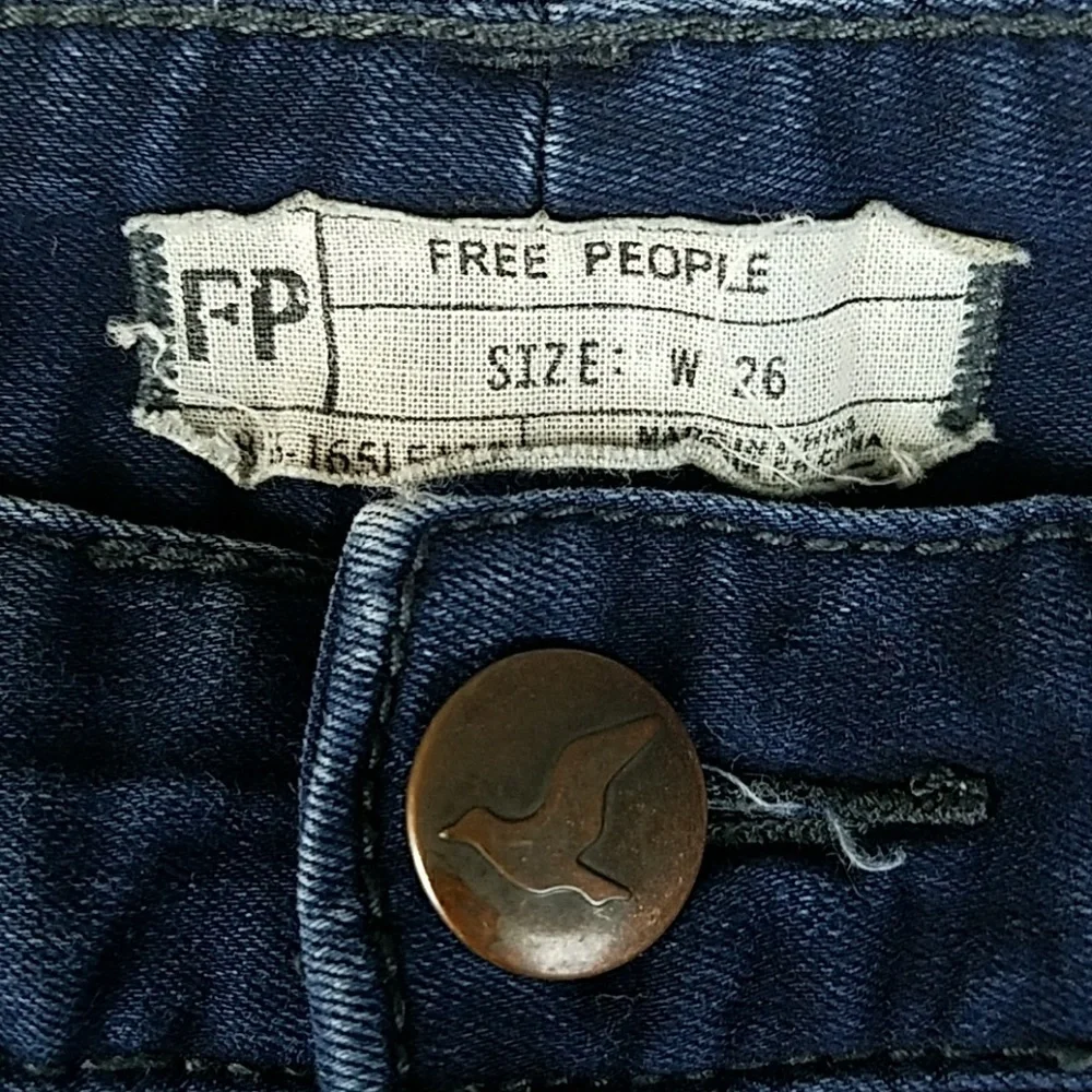 Free People women 26 skinny jeans‎ denim blue grunge gorpcore rugged